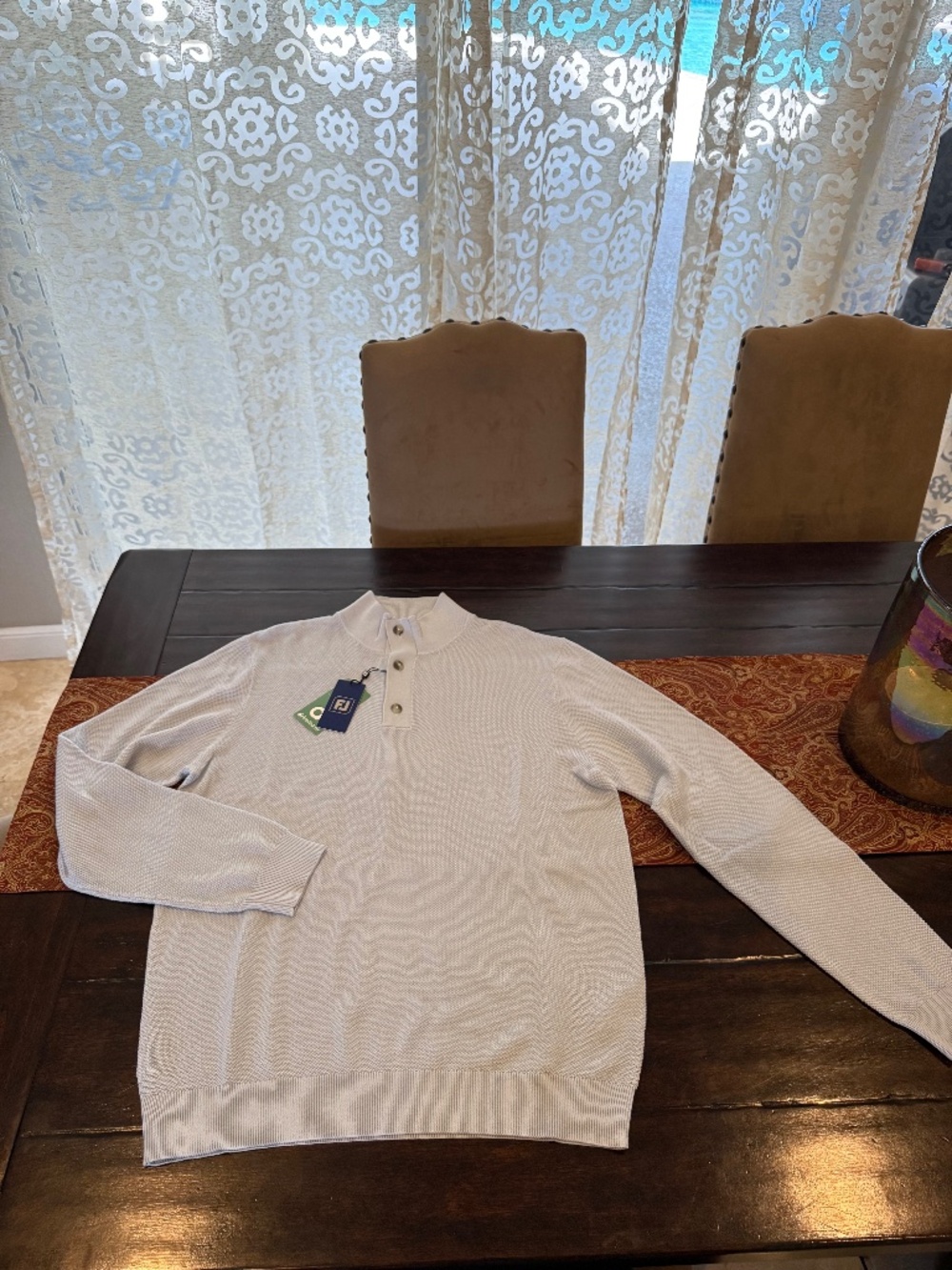 Footjoy Men's Large Skyway Dri-Release Seed Stitch Wool Sweater MSRP $145